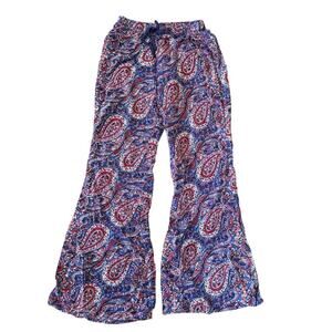 Zoe & Rose Band of Gypsies Girls Paisley Flowy Boho Flared Wide Leg Pants Size S